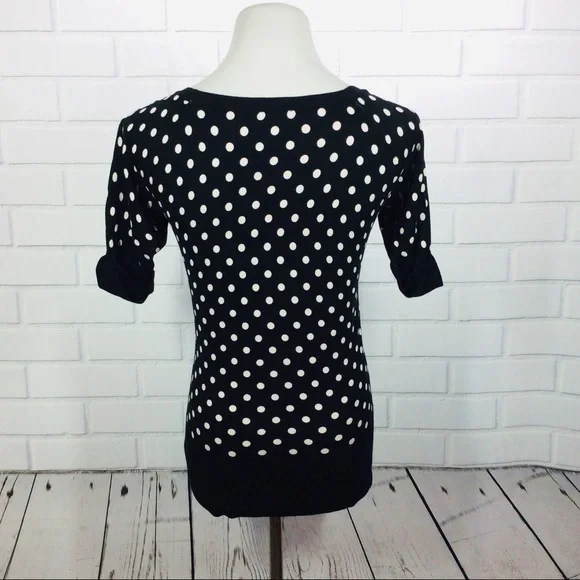 WHBM B&W Polka Dot Half Sleeve Sweater - S - Picture 5 of 12